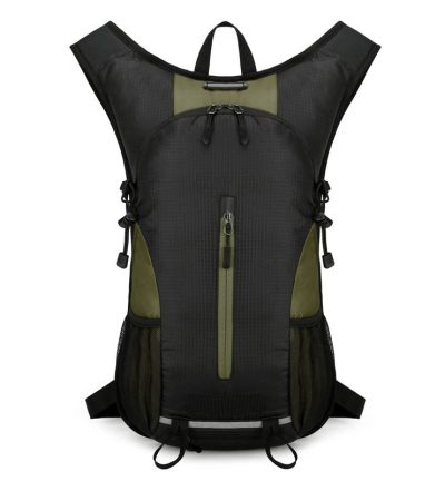 Black and Dark Green Patchwork Style Lightweight Outdoor Cycling Backpack - Durable and Water-Resistant Oxford Fabric, Large Capacity Sports Hiking Bag, Unisex Design