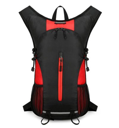 Black and Red Patchwork Style Lightweight Outdoor Cycling Backpack - Durable and Water-Resistant Oxford Fabric, Large Capacity Sports Hiking Bag, Unisex Design
