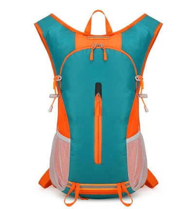Lake Blue and Orange Patchwork Style Lightweight Outdoor Cycling Backpack - Durable and Water-Resistant Oxford Fabric, Large Capacity Sports Hiking Bag, Unisex Design