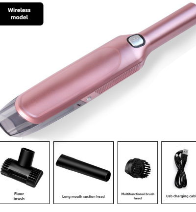 Pink Wireless Handheld Car Vacuum Cleaner - 8000Pa Suction, USB Rechargeable, Wet & Dry Use, Lightweight with Washable Filter, 40-Minute Runtime, Multi-Functional Brush Attachments