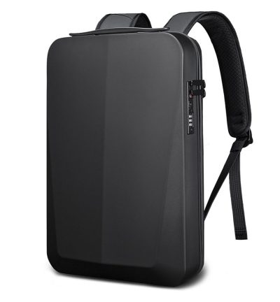 Black Premium Hard Shell Business Backpack with TSA Lock and USB Charging Port, Waterproof Laptop Bag for Men