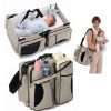 Red Multifunctional Foldable Baby Crib Mommy Bag | Large Capacity Diaper Bag | Portable Shoulder and Handheld Baby Essentials Bag - Image 4