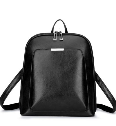 Black Stylish Women's PU Leather Backpack – Spacious, Anti-Theft, Multi-Pocket Travel Bag for School or Work