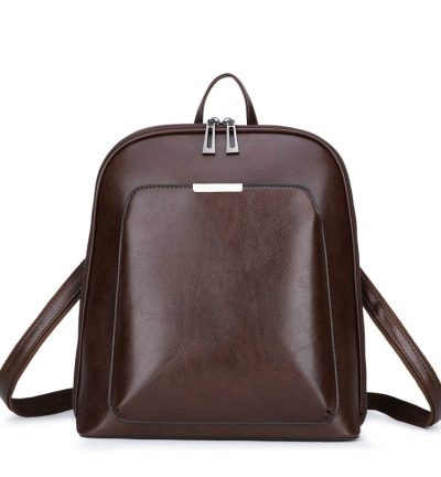 Brown Stylish Women's PU Leather Backpack - Spacious, Anti-Theft, Multi-Pocket Travel Bag for School or Work