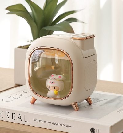 Off White USB Desktop Dual Mist Cute Humidifier with Essential Oil Diffuser, 500ml Large Capacity, Quiet Aromatherapy Machine for Bedroom and Office