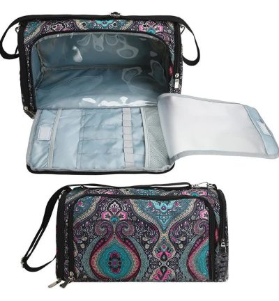Geometric Patterns Multi-Functional Crochet Hook and Yarn Storage Bag – Convenient Carrying Case for Crochet, Knitting Tools, and Yarn, with Stylish Pattern Design (Tools Not Included)