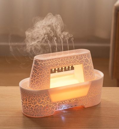 White 300ml Ultrasonic Aroma Diffuser with Cracked Light Design - Cool Mist Humidifier for Home and Office