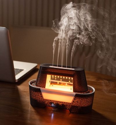 Black 300ml Ultrasonic Aroma Diffuser with Cracked Light Design - Cool Mist Humidifier for Home and Office