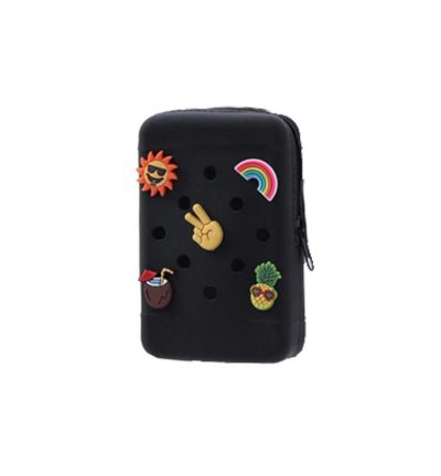 2 PCS Black Customizable Tumbler Pouch - Silicone Water Bottle Accessory Bag with Charm Holes - Phone & Essentials Holder