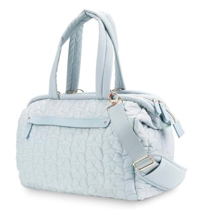 Blue Quilted Pattern Large Capacity Mummy Bag - Stylish Baby Diaper Bag for Moms, Baby Stroller Bag with Multiple Compartments