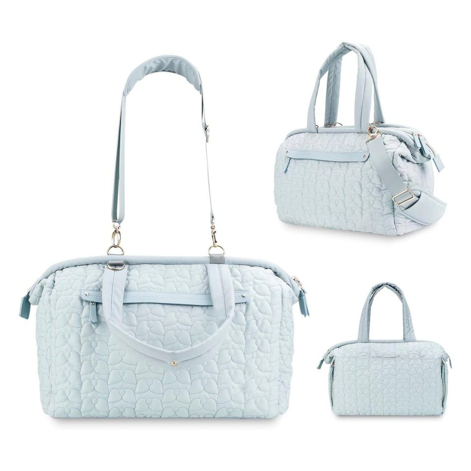 Blue Quilted Pattern Large Capacity Mummy Bag - Stylish Baby Diaper Bag for Moms, Baby Stroller Bag with Multiple Compartments - Image 4