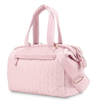 Pink Quilted Pattern Large Capacity Mummy Bag - Stylish Baby Diaper Bag for Moms, Baby Stroller Bag with Multiple Compartments