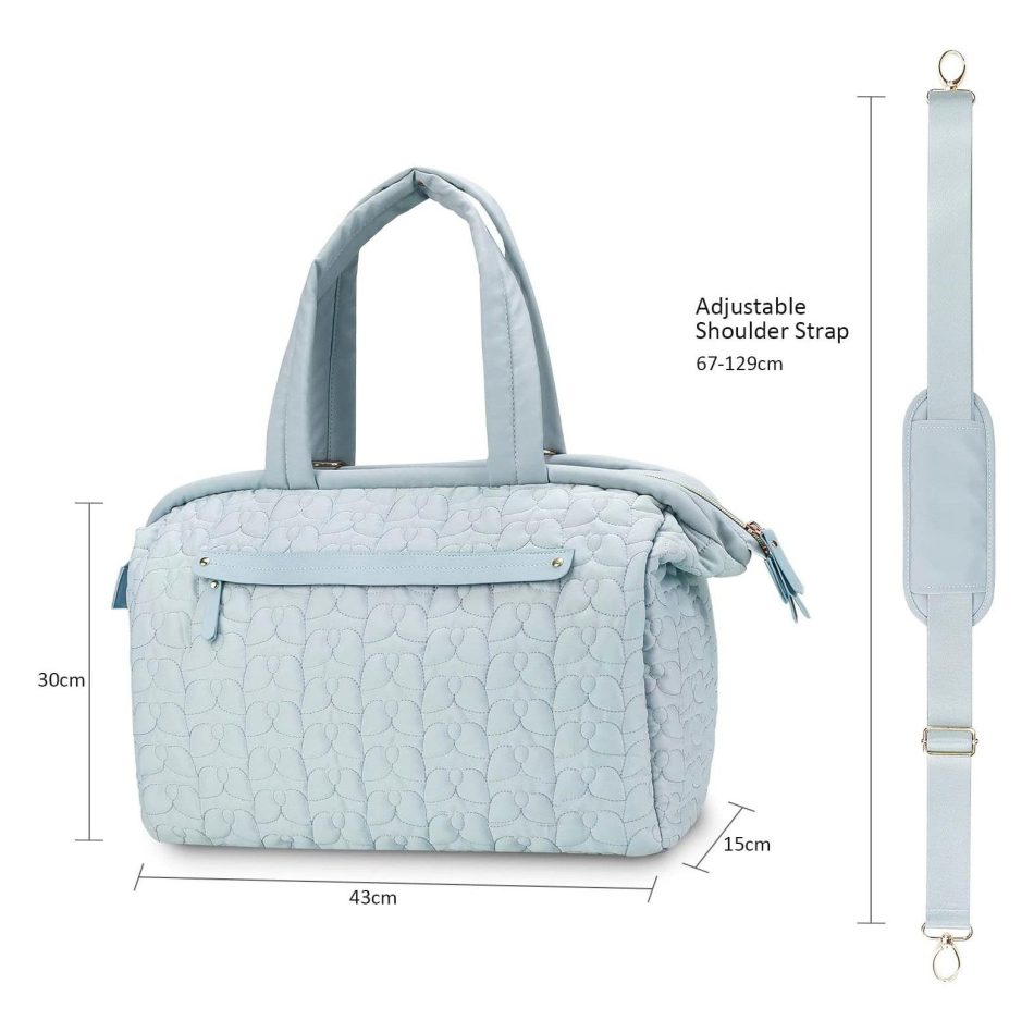 Pink Quilted Pattern Large Capacity Mummy Bag - Stylish Baby Diaper Bag for Moms, Baby Stroller Bag with Multiple Compartments - Image 2