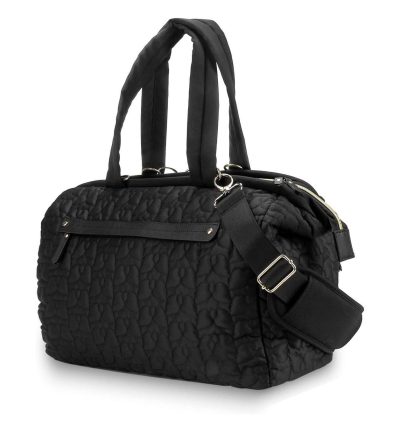 Black Quilted Pattern Large Capacity Mummy Bag - Stylish Baby Diaper Bag for Moms, Baby Stroller Bag with Multiple Compartments