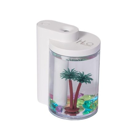 White Mini USB Micro Landscape Humidifier - 260ml Cool Mist Maker with LED Light