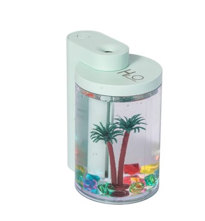 Green Mini USB Micro Landscape Humidifier - 260ml Cool Mist Maker with LED Light