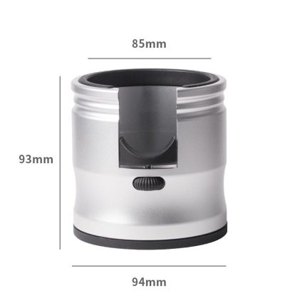 Silver Round Professional Aluminum Espresso Tamping Station - Adjustable Portafilter Holder Stand