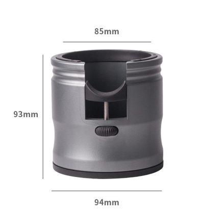 Dark Grey Round Professional Aluminum Espresso Tamping Station - Adjustable Portafilter Holder Stand