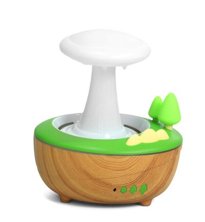 Light Woodgrain Raindrop Mushroom Aroma Diffuser - 280mL Ultrasonic Humidifier with Colorful Lights