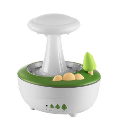 White Woodgrain Raindrop Mushroom Aroma Diffuser - 280mL Ultrasonic Humidifier with Colorful Lights