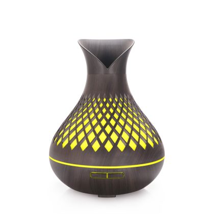 Dark Woodgrain 500ml Wood-Grain Essential Oil Aroma Diffuser with Lattice Design and Humidifier