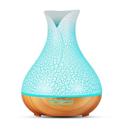 Blue Crack 500ml Wood-Grain Essential Oil Aroma Diffuser with Lattice Design and Humidifier