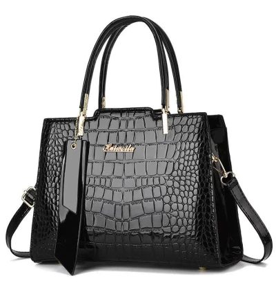 Black New Fashionable PU Leather Large Capacity Tote Bag – Versatile Commuter Handbag for Everyday Use