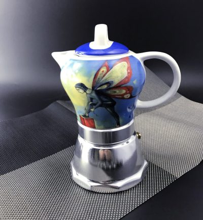 Fairy Vintage Porcelain Ceramic Italian Stove Top Espresso Coffee Maker 3-4Cups 200ml