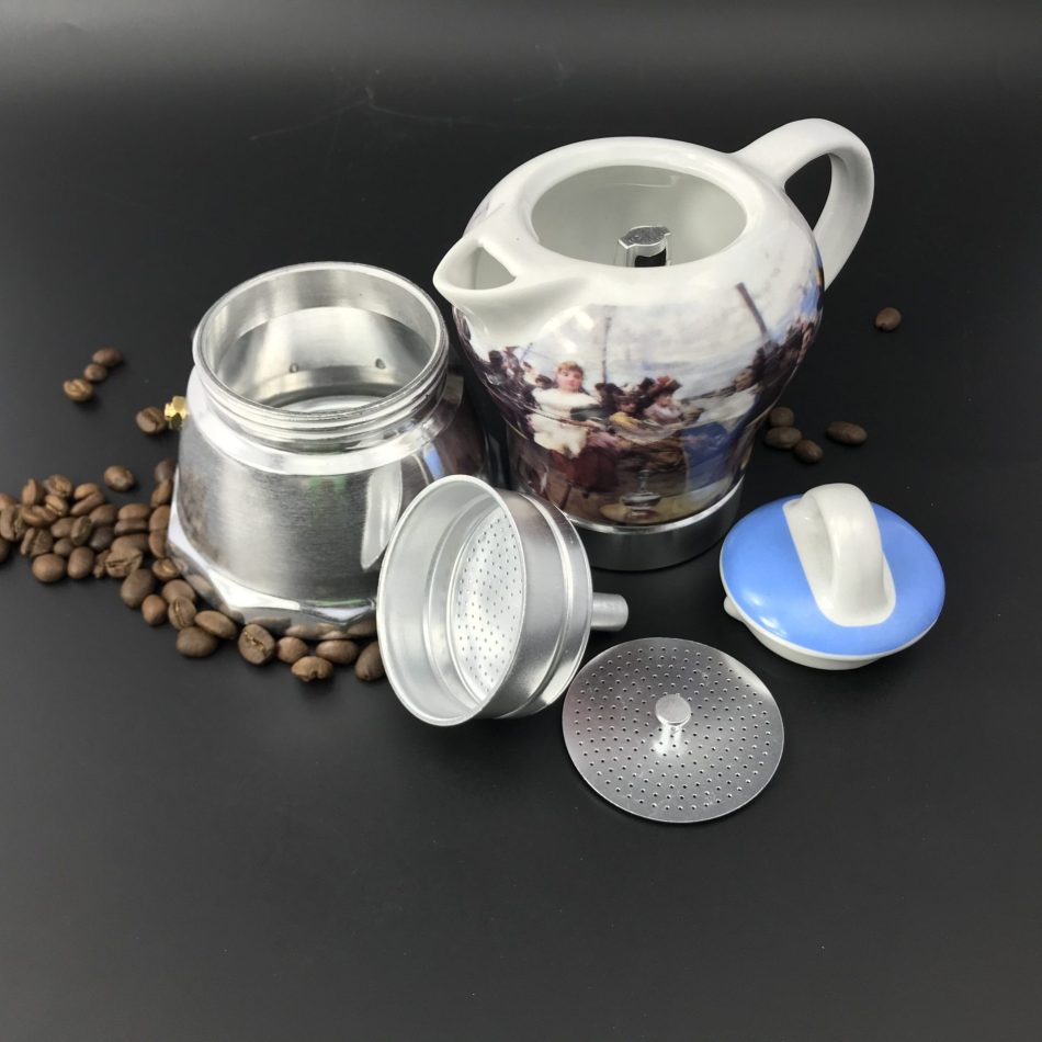Afternoon Tea Vintage Porcelain Ceramic Italian Stove Top Espresso Coffee Maker 3-4Cups 200ml - Image 2
