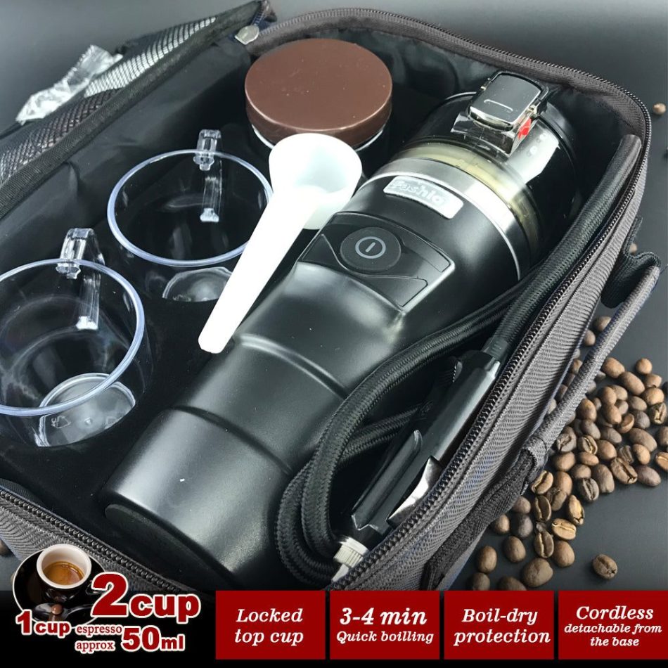 12V Car Espresso Moka Coffee Maker Set Espresso In Car Coffee Machine With 2Cups - Image 2
