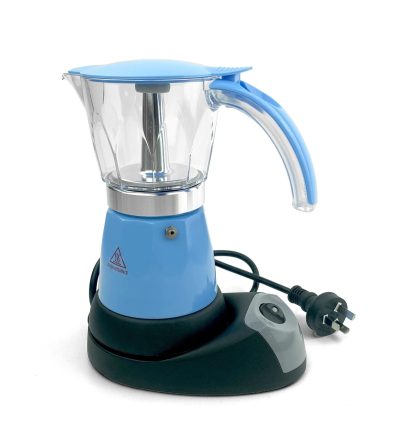 Blue Electric Moka Coffee Maker Espresso Machine Italian Classic 6 Cups Auto Power