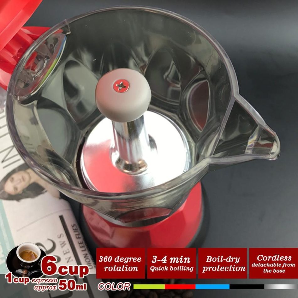 Red Electric Moka Coffee Maker Espresso Machine Italian Classic 6 Cups Auto Power - Image 3