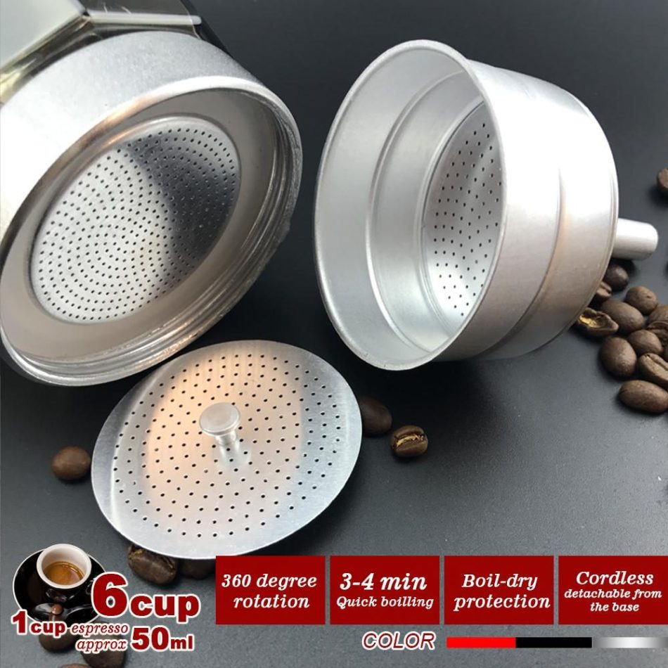 Silver Electric Moka Coffee Maker Espresso Machine Italian Classic 6 Cups Auto Power - Image 4