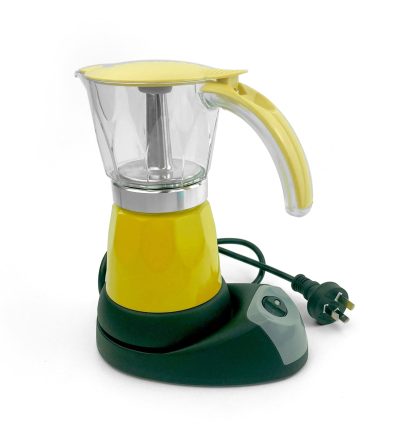Yellow Electric Moka Coffee Maker Espresso Machine Italian Classic 6 Cups Auto Power