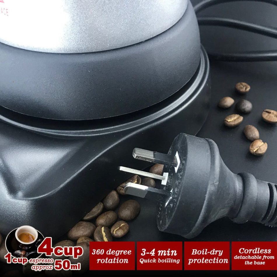 High Pressure Electric Moka Coffee Maker/Cafeteria Espresso 4Cup PC & Aluminum Moka Coffee Pot - Image 7