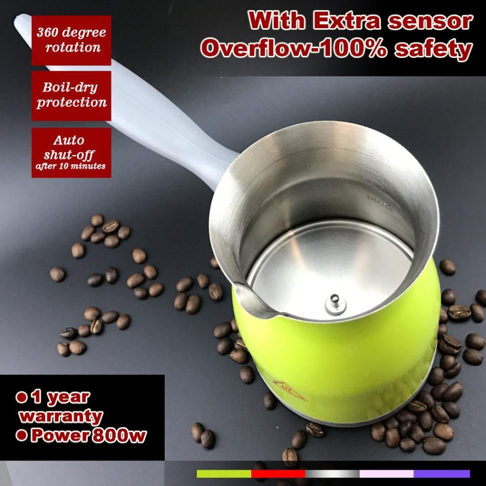 Green Electric Turkish Greek Arabic Coffee Maker Pot Automatic Sensor Anti Overflow - Image 4