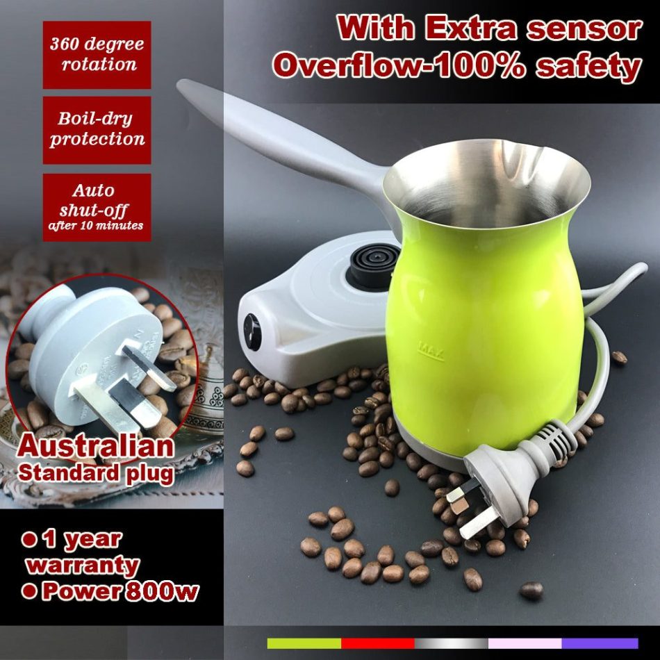 Green Electric Turkish Greek Arabic Coffee Maker Pot Automatic Sensor Anti Overflow - Image 5