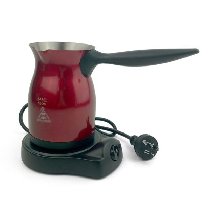 Red Electric Turkish Greek Arabic Coffee Maker Pot Automatic Sensor Anti Overflow