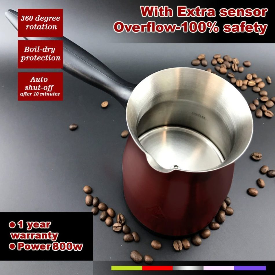 Red Electric Turkish Greek Arabic Coffee Maker Pot Automatic Sensor Anti Overflow - Image 5