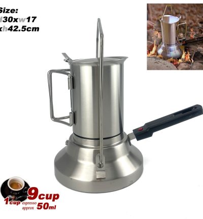 2 In 1 Camping Stainless Steel 9Cup Pot Moka Coffee Maker Italian Espresso Kettle 2024 NEW MODLE