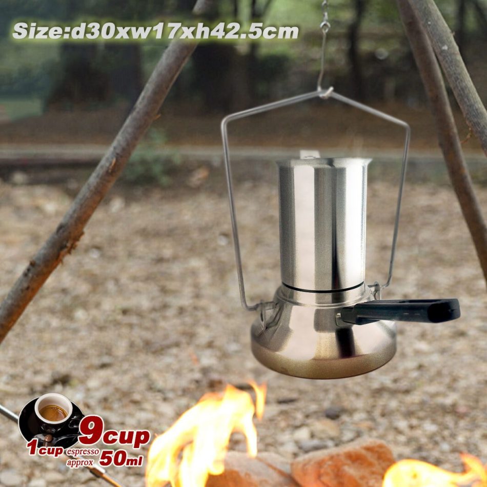 2 In 1 Camping Stainless Steel 9Cup Pot Moka Coffee Maker Italian Espresso Kettle 2024 NEW MODLE - Image 2