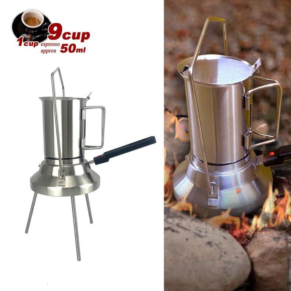 2 In 1 Camping Stainless Steel 9Cup Pot Moka Coffee Maker Italian Espresso Kettle 2024 NEW MODLE - Image 4