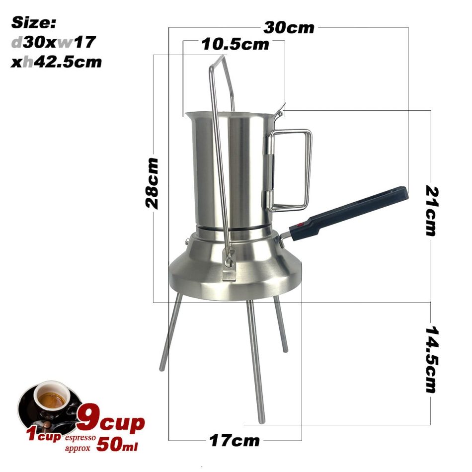 2 In 1 Camping Stainless Steel 9Cup Pot Moka Coffee Maker Italian Espresso Kettle 2024 NEW MODLE - Image 5