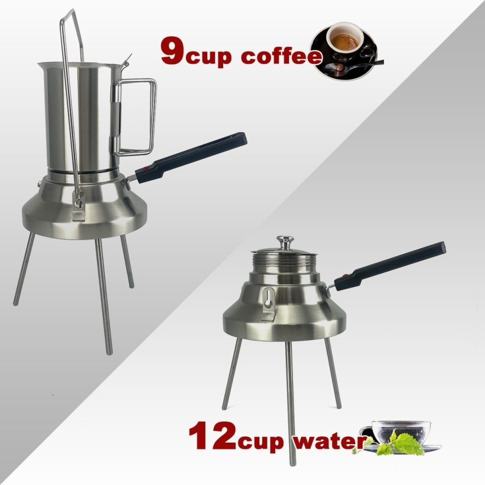 2 In 1 Camping Stainless Steel 9Cup Pot Moka Coffee Maker Italian Espresso Kettle 2024 NEW MODLE - Image 6