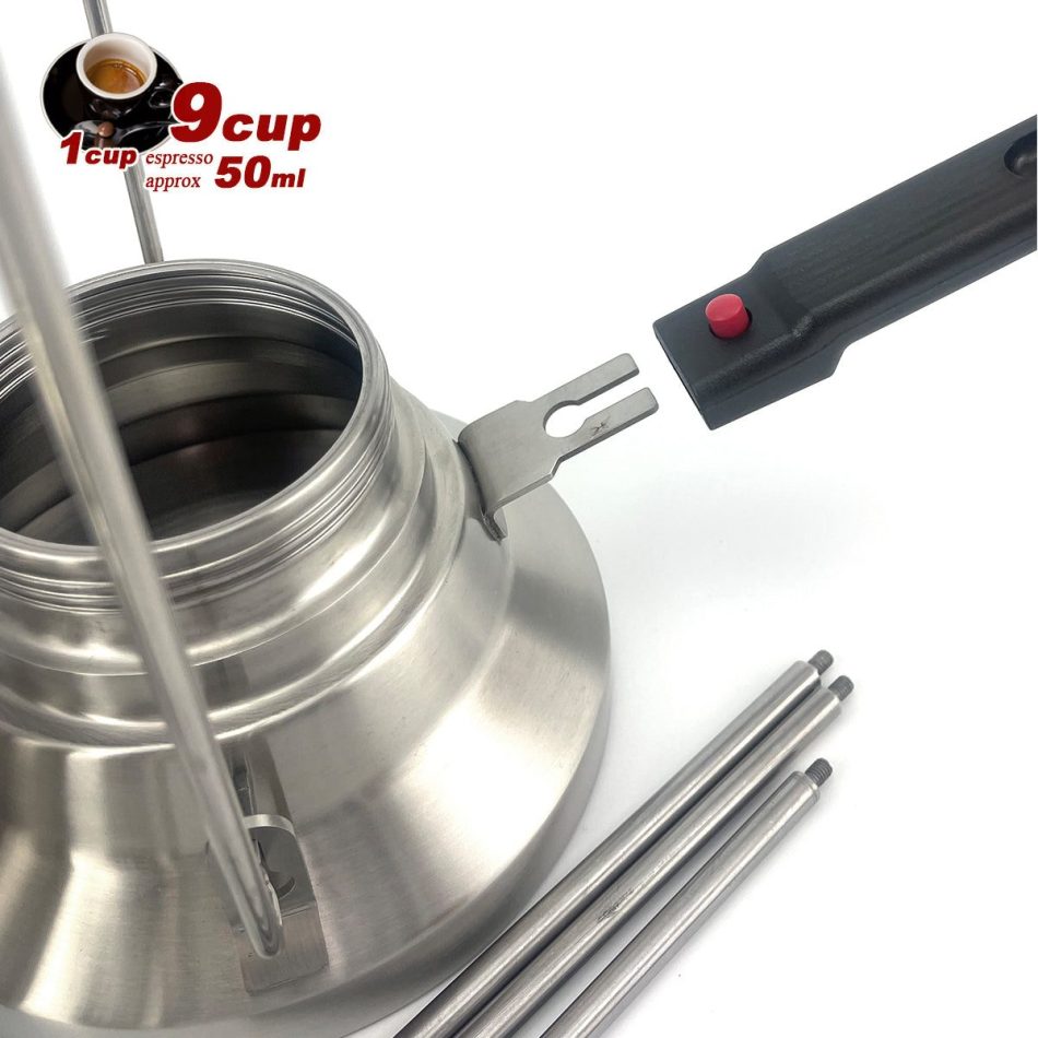 2 In 1 Camping Stainless Steel 9Cup Pot Moka Coffee Maker Italian Espresso Kettle 2024 NEW MODLE - Image 9