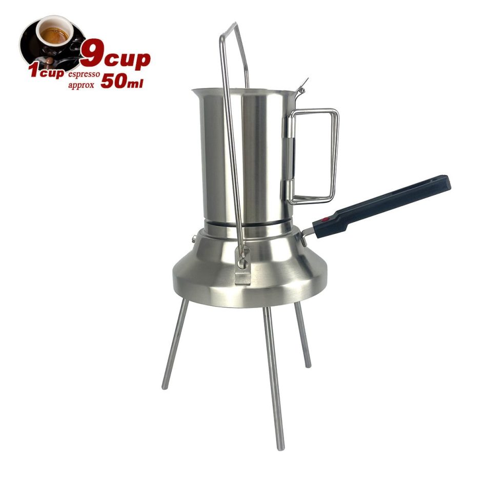 2 In 1 Camping Stainless Steel 9Cup Pot Moka Coffee Maker Italian Espresso Kettle 2024 NEW MODLE - Image 11