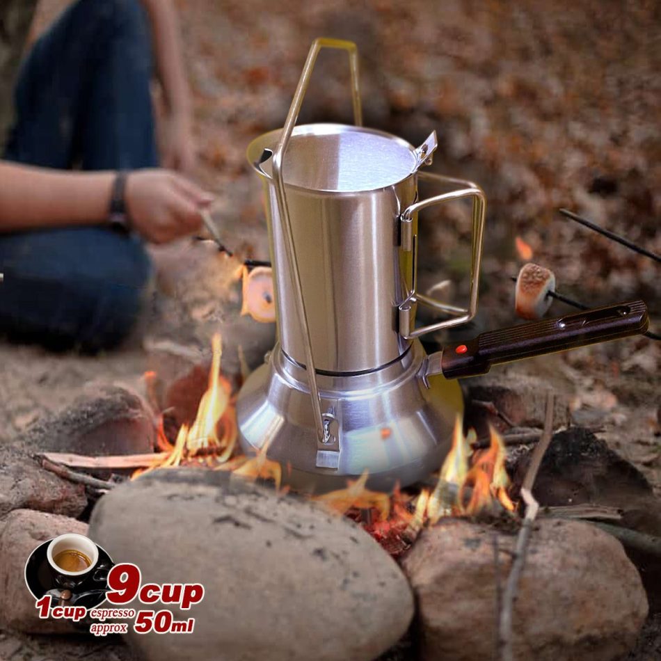 2 In 1 Camping Stainless Steel 9Cup Pot Moka Coffee Maker Italian Espresso Kettle 2024 NEW MODLE - Image 12