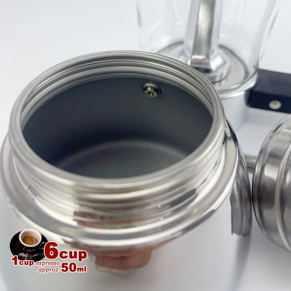 Borosilicate Glass Stainless Steel Moka Pot Coffee Maker Italian Espresso 6Cups - Image 4