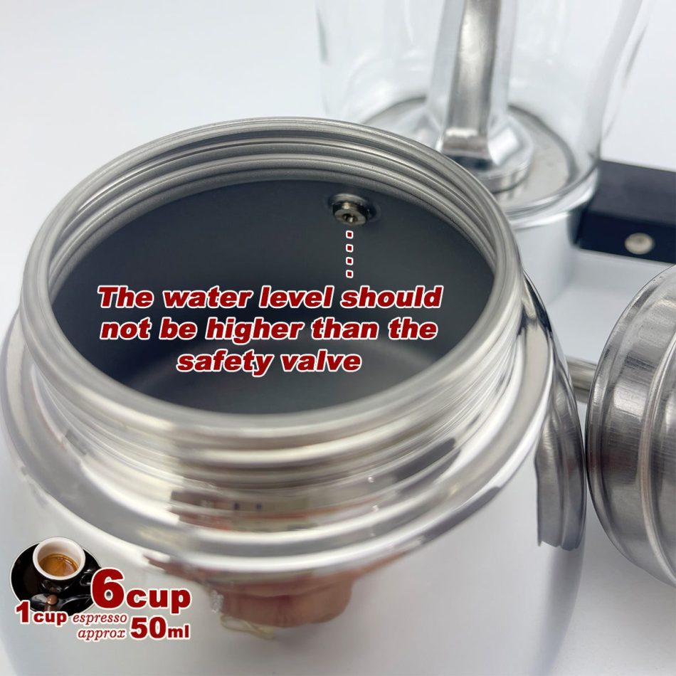 Borosilicate Glass Stainless Steel Moka Pot Coffee Maker Italian Espresso 6Cups - Image 7