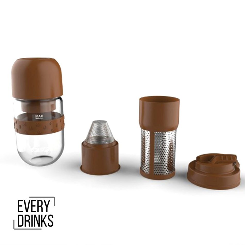 Brown All in1 Anywhere Portable Drip Pour Over Coffee Maker + Electric Grinder + Juice Blender Anywhere Freshly Ground Coffee - Image 3